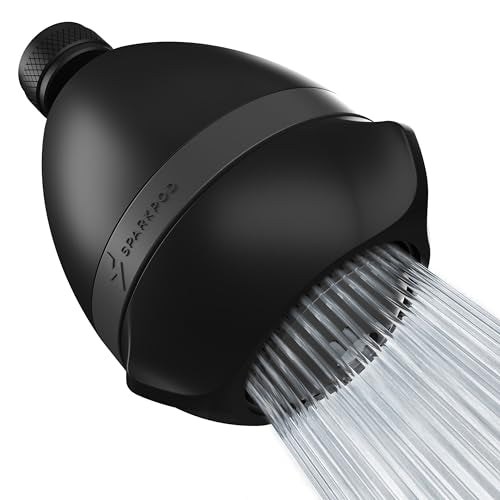 SparkPod High Pressure Shower Head, 3 Inch Fixed Showerhead, Black Matte | Rain, Pulsating & Combo Modes, Helps Boosts Low Water Pressure, Anti-Clog Nozzles, Easy Install - color: 3. Midnight Black Matte