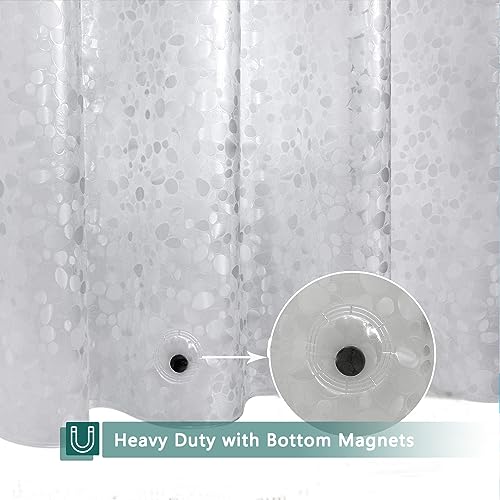 Clear Shower Curtain Liner, 100% Waterproof EVA 3D Shower Curtains with 3 Duty Heavy Bottom Magnets and 12 Rust Proof Grommets, 72x72 Weighted Shower Liner for Shower Stall, Bathtubs - color: Clear Stone