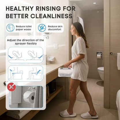 Portable Travel Electric Bidet Sprayer, Jamini Rechargeable Handheld Bidet Kit for Personal Cleaning, 2.3L Water Tank with Dual Pressure Settings for Baby Care, Postpartum, Camping HDDSC-01