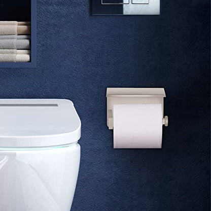 VAEHOLD Self Adhesive Toilet Paper Holder with Phone Shelf SUS 304 Stainless Steel Wall Mounted Toilet Paper Roll Holder - Rustproof and Bathroom Washroom Tissue Roll Holder with Shelf -Beige - color: Beige