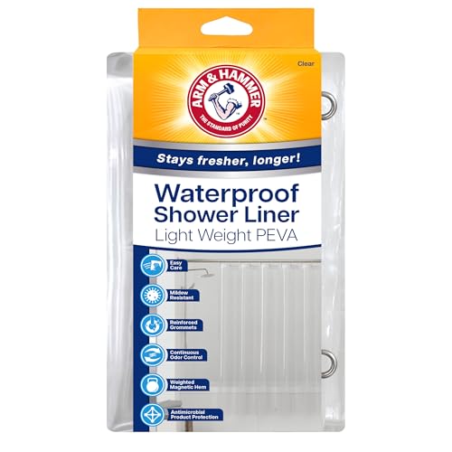 Arm & Hammer Waterproof Quick Drying Shower Liner, Lightweight Design, 70 x 72, Clear