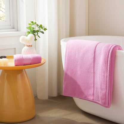 COZYART Bath Towel Set 6 PCS, Pink Luxury 100% Turkish Cotton 650GSM | Soft Absorbent Quick Dry, OEKO‑Tex 100 Cert. Zero Twist Ring Spun Cotton, Plush Fluffy, Breathable Hotel Quality Towels Set - color: Pink