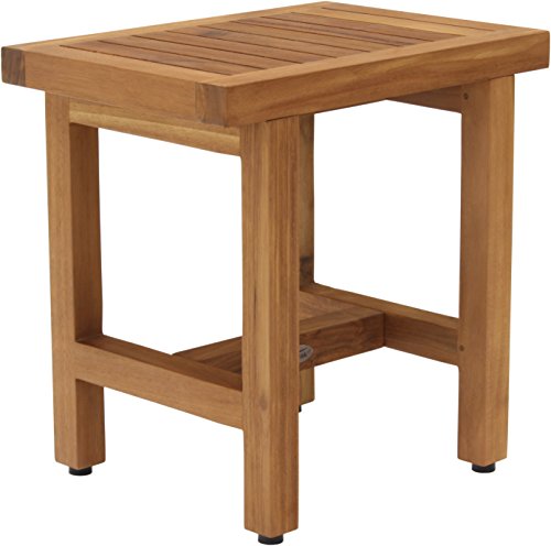 (Fully Assembled) AquaTeak Patented 18" Spa Lotus Teak Shower Bench | Durable, Water-Resistant Teak, Shower Chair & Shaving Foot Rest, Indoor/Outdoor Use - size: C. Bench Fully Assembled