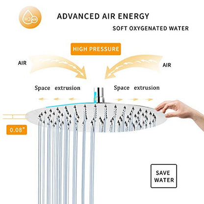 Round 6 Inch Stainless Steel Shower Head High Pressure Rainall Shower Head Chrome Ultra Thin Design-Best Pressure Boosting with Silicone Nozzle Easy to Install - color: Chrome, size: Round