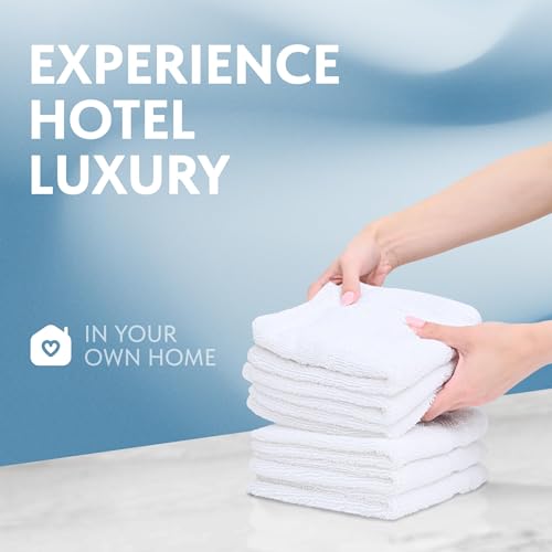 White Classic Luxury Cotton Washcloths 13x13 Inch - 650 GSM Turkish Cotton | Hotel, Spa, Bathroom Face Towel | 12 Pack - color: 01: White