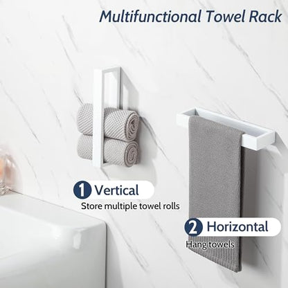 Sayayo White Towel Bar for Bathroom, 10 Inch Hand Towel Holder Wall Mount Square Towel Ring SUS304 Stainless Steel Towel Rack - color: White, size: 10 INCH