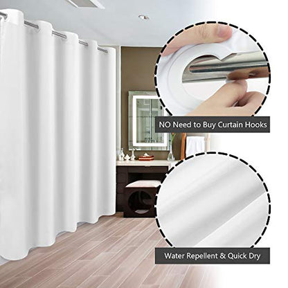 River Dream Extra Long Shower Curtain No Hooks or Liner Needed, White | Soft Microfiber, 84" Long Fabric Shower Curtain Set Waterproof, Bottom Magnets, Machine Washable, 71W x 86H(84H) - color: White, size: 71"W x 86"L (Pack of 1)