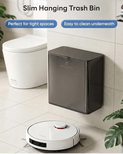 Kitchen Compost Bin, 10L/2.6G Trash Can with Lid, Slim Stainless Steel Hanging Garbage Bin for Kitchen, Bathroom, Bedroom, Office, Wall Mounted Compost Bin with Inner Bucket,Titanium Grey - size: 10L-Titanium Grey