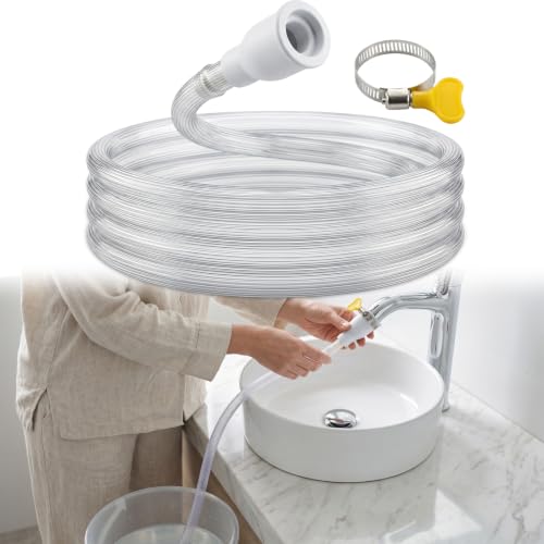 10FT Warmfarm Sink Hose Attachment for Faucet,PVC Faucet Hose Adapter for Sink with Stainless Steel Clamp,Portable Water Transfer for Garden, Pet Bathing, Cleaning - size: 10FT