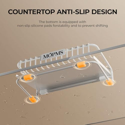 MOPMS Self Draining Soap Dish, Carbon Steel Bar Soap Holder for Shower | Waterfall Design Soap Saver for Bathroom, Kitchen Sink and Countertop, Sponges, Dispensers, White - color: White