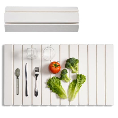 Meowoo Stone Drying Mat for Kitchen Counter, 28.3"x15.7" Foldable Diatomaceous Earth Mat, Super Absorbent, Quick-Dry Bath & Kitchen Pad for Dishes, Cups, Bottles, Non-Slip, Fits Any Countertop - White - size: 28.3" x 15.7"