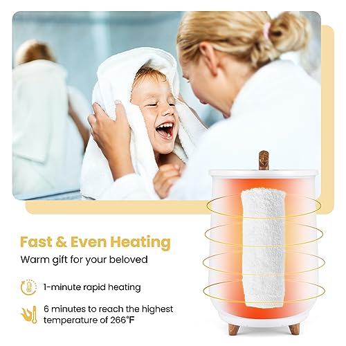 S AFSTAR 23L Towel Warmers for Bathroom - Large Luxury Towel Warmer Bucket with 3 Heat Modes, 4 Timer Settings, Fragrance Disc Holder, Auto Shut Off, Towel Heater for Blankets, Bathrobes (White) - color: White