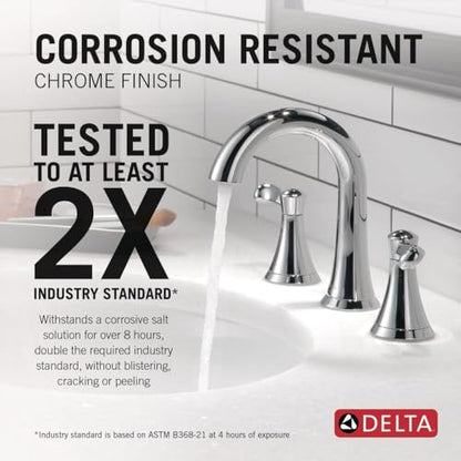 Delta Faucet Esato Widespread Bathroom Faucet Chrome, Bathroom Faucet 3 Hole, Bathroom Sink Faucet, Drain Assembly Included, Chrome 35897LF - color: Chrome