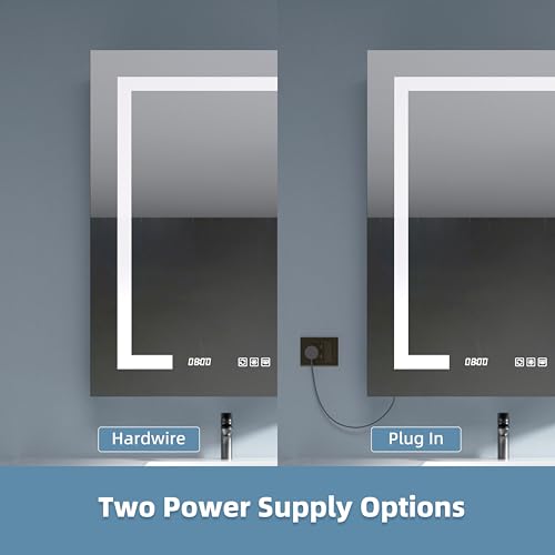 LED Medicine Cabinet 24x30 Anti-Fog Mirror Dimmable Recessed Mount | 3 Color Dimmable LED. Time Temp Display. Anti-Fog IP44. 2 Outlets+2 USB. Plug-in/Hardwired. Recessed/Wall Mount. Right Hinge. - size: 24x30"R, style: Style-A