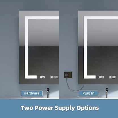 LED Medicine Cabinet 24x30 Anti-Fog Mirror Dimmable Recessed Mount | 3 Color Dimmable LED. Time Temp Display. Anti-Fog IP44. 2 Outlets+2 USB. Plug-in/Hardwired. Recessed/Wall Mount. Right Hinge. - size: 24x30"R, style: Style-A