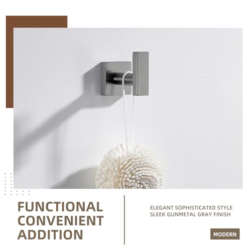 Angle Simple Gunmetal Gray Bathroom Towel Hook, Coat Robe Clothes Wall Hook | SUS304 Stainless Steel, Bathrobe Holder for Hat Dog Leash Bag Key, Kitchen Shower Hand Towel Hanger, Screw Wall Mount - color: Gunmetal Gray