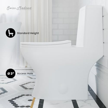Swiss Madison SM-1T112 Ivy One Piece Toilet Dual Flush - color: Glossy White, size: 12" Rough-in