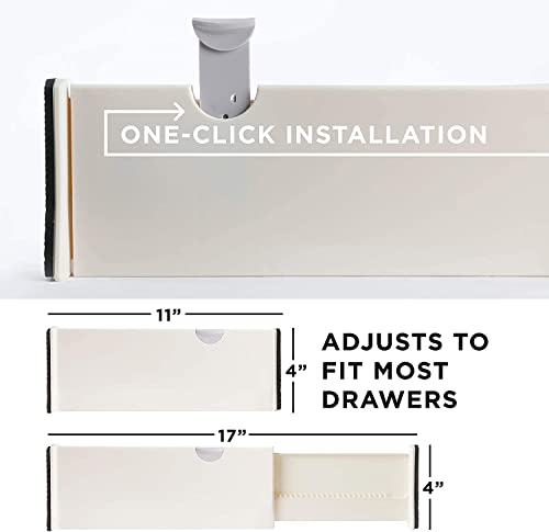 6 Drawer Organizer and Dividers, Organize Silverware and Utensils in Home Kitchen, Divider for Clothes in Bedroom Dresser, Designed to Not Snag Underwear and Bra Fabrics, Bathroom Storage Organizers - size: 4" Tall, 11"-17" Long, 6 Pack