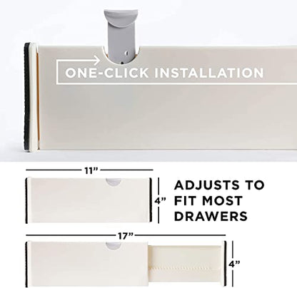 6 Drawer Organizer and Dividers, Organize Silverware and Utensils in Home Kitchen, Divider for Clothes in Bedroom Dresser, Designed to Not Snag Underwear and Bra Fabrics, Bathroom Storage Organizers - size: 4" Tall, 11"-17" Long, 6 Pack