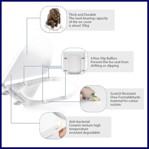 Quick Release Toilet Seat - Standard Loo WC Seat for Easy Cleaning and Installation - size: 36*44cm