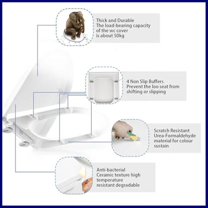 Quick Release Toilet Seat - Standard Loo WC Seat for Easy Cleaning and Installation - size: 36*44cm