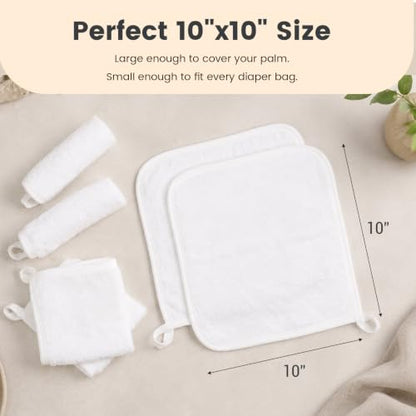 MUKIN Baby Washcloths，Reusable Face Towels, Gentle for Sensitive Skin & Newborns – Highly Absorbent Wash Cloths for Bath, Burping, Makeup Removal，6 Pack – 10"x10"