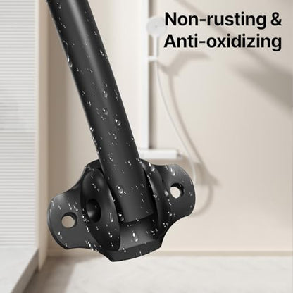 Curved Shower Curtain Rod, Rust Resistant, Adjustable Length 42-73 inches for Shower, Bathroom, Hole Punch Required-Black - color: Black