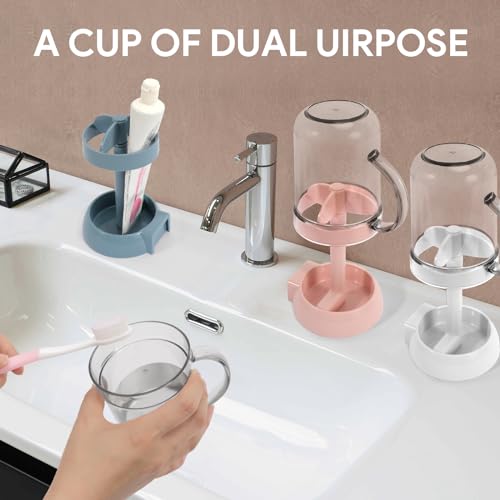 Toothbrush Stand with Cover/Cup, 3 Slots Toothbrush Holders for Bathrooms, Compatible with Toothpaste Conventional Toothbrushes Electric Toothbrushes Blue - color: Blue