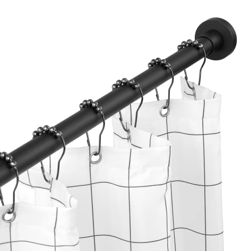 Shower Curtain Rod Tension - Never Rust No Drill Non-Slip Spring Tension Shower Rod, 43-73 inches Stainless Steel, Matte Black - color: Matte Black, size: 43-73 Inches