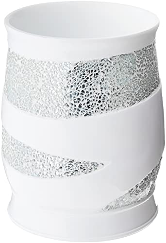 Popular Bath Sinatra Modern Bath Waste Basket Modern Classic Contemporary Decorative Beautiful Designs Bathroom Decor for Home Luxury Bath, White - size: Waste Basket