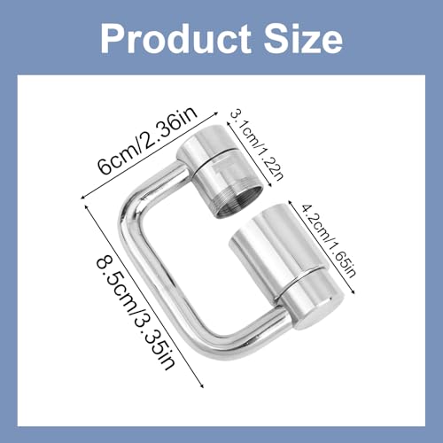 Universal 1440° U Shaped Faucet Extender, with 2 Adjustable Spray Modes 1080° Rotating Faucet Extender Aerator Extension for Kitchen & Bathroom Tap Sink (Silver)