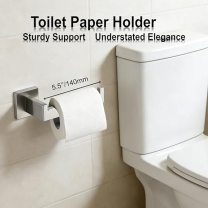 Bathroom Hardware Set 15 Piece Brush Nickel Bathroom Accessories Set SUS304 Towel Bar Set Includes 3 Towel Bar 24 Inch+3 Towel Holder+3 Toilet Paper Holder+6 Towel Hooks (15, Brushed Nickel, 24 Inch) - color: Brushed Nickel, size: 24 Inch