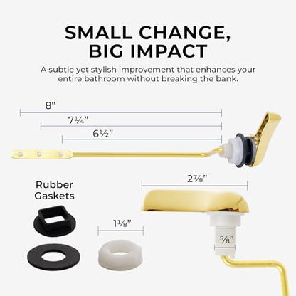 Qualihome Polished Brass Finish Side Mount Toilet Handle Replacement Kit, Universal Toilet Tank Flush Lever Fits Most Standard Side-Mount Toilet Tanks - color: Brass Polished