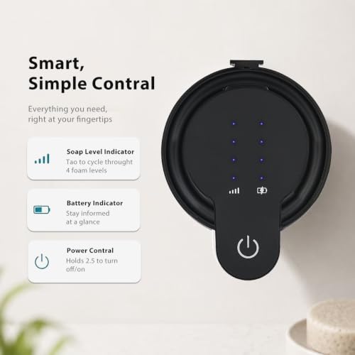 Automatic Foaming Soap Dispenser Touchless,13.5oz Compact Wall Mount Black