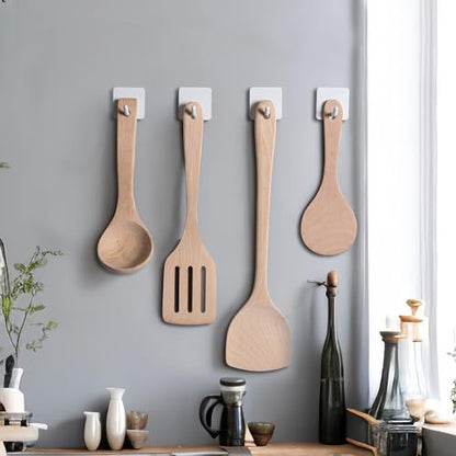 Adhesive Towel Hooks Heavy Duty Stick on Towel Holder Wall Hangers Waterproof Stainless Steel Sticky Hooks for Hanging White Bathroom Kitchen Home-4 Packs - color: White