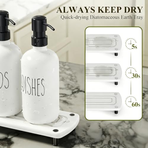 Cisily Kitchen Soap Dispenser Set Comes with Ceramics Sponge Holder, Gold Pumps, and Instant Dry Tray, Hand and Dish Soap Dispenser Set (4, Black + White + Sponge Holder) - color: Black + White + Sponge Holder