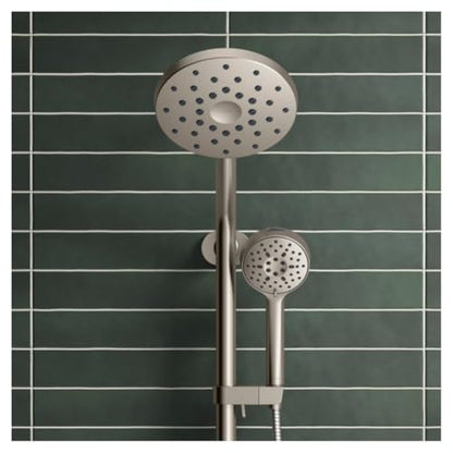 Kohler HydroRail 3-in-1 Multifunction Shower System, Brushed Nickel, with Handshower, Slidebar, 60" Hose, 5 Spray Functions, 1.75 GPM