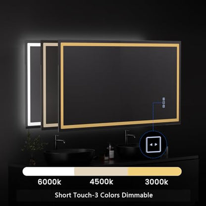 QAOYEDE 24"x45" LED Bathroom Mirrors for Wall, Bathroom Mirror with Lights - size: 45''x24''