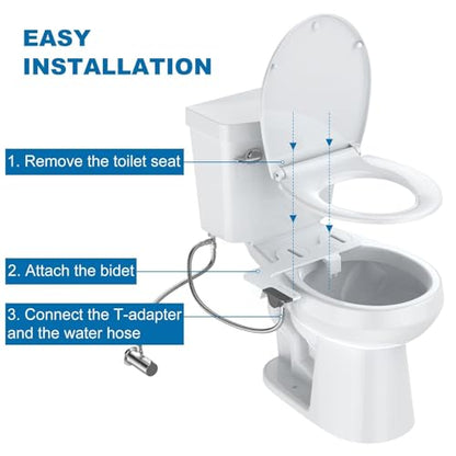 Ultra Slim Bidet Attachment for Toilet Seat, Dual Nozzle Rear and Feminine Wash, Self Cleaning Sprayer, Non Electric Bidet with Adjustable Water Pressure, Brass Inlet, Easy Installation - color: Apple Gray-11