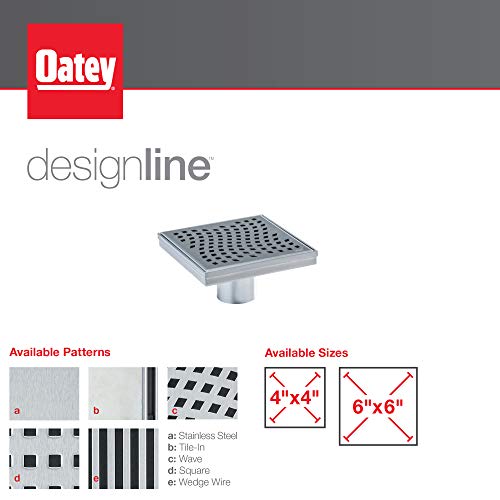 Designline 4 inch. x 4 inch. Square Drain Tile-in Grate | (Pack of 3) - size: 4" (Pack of 3), style: Tile-In