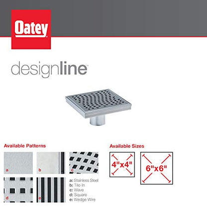 Designline 4 inch. x 4 inch. Square Drain Tile-in Grate | (Pack of 3) - size: 4" (Pack of 3), style: Tile-In
