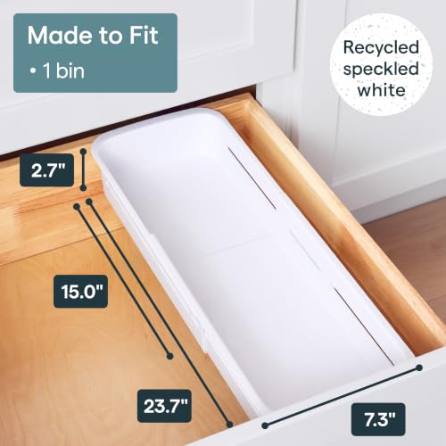 YouCopia DrawerFit® Sliding Drawer Bin, Expandable and Adjustable Kitchen Storage Organizer, Speckled White - style: Bin