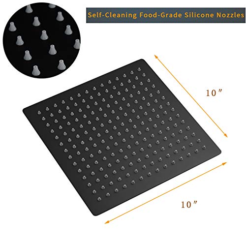 10 In Rain Shower Head High Pressure Rainfall Shower Head Matte Black | Square Rain Bathroom Showerhead, High Flow, Large Stainless Steel, Ceiling Mounted, Wall Mounted, Waterfall Full Body - color: Black, size: 10 Inch