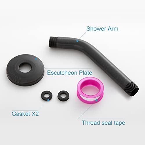 OFFO Shower Arm with Flange, 10 in Oil Rubbed Bronze Wall Mount Replacement Angle Shower Head Arm Wall-Mounted For Fixed Shower Head & Handheld Showerhead - color: Oil Rubbed Bronze, style: 10 in