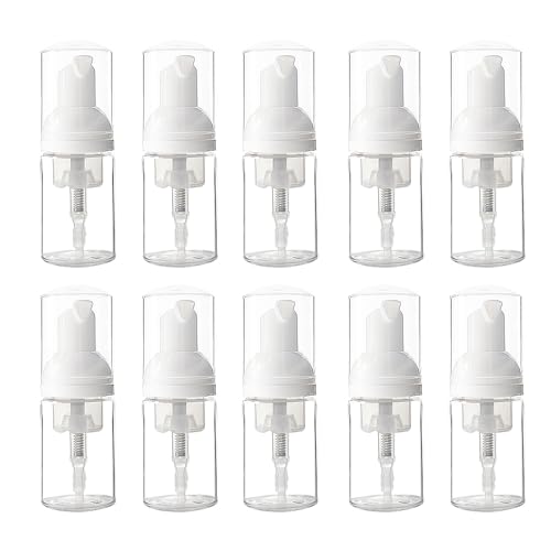 10Pack-30ml/1oz Foam Pump Bottle Refillable Clear Plastic Foam Mousse Pump Dispenser Bottle for Cleaning, Travel, Cosmetics Packaging