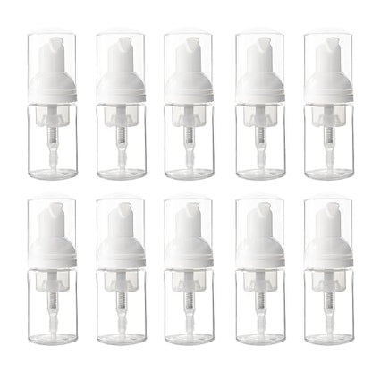 10Pack-30ml/1oz Foam Pump Bottle Refillable Clear Plastic Foam Mousse Pump Dispenser Bottle for Cleaning, Travel, Cosmetics Packaging