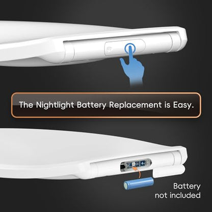 Elongated Toilet seat with Buit-in Night Light,Oval Toilet Seat with Soft Slow Close,Oblong Toilet Seat Plastic Replacement