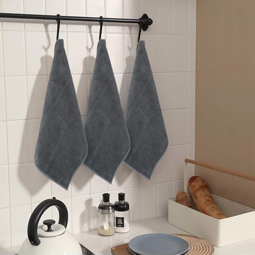 Microfiber Rag Cleaning Cloth Kitchen Cloths 12x12in 20 Pack Grey | Absorbent, Quick Dry, Streak Free, Dish Rags, Glass Cloths - color: Greyx20