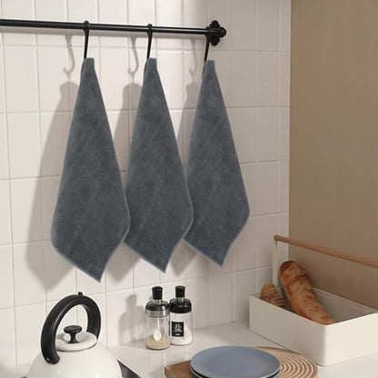 Microfiber Cleaning Cloth Kitchen Dish Cloths 12x12in 12 Pack Grey | Super Absorbent, Quick Dry, No Streak, Dish Rags, Glass Cloths - color: Grey