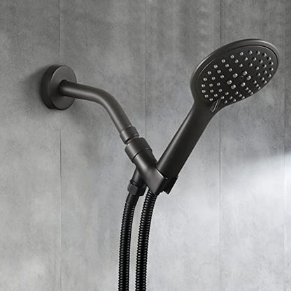 All Metal Shower Head Holder Bracket, Solid Brass Shower Arm Holder for Handheld Shower Head, Adjustable Shower Arm Mount with Brass Swivel Ball, Matte Black